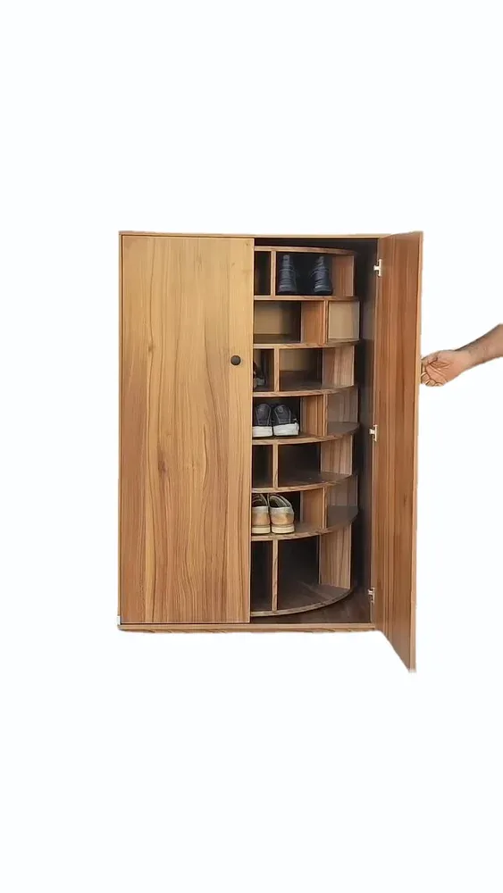360° Rotating Wooden Shoe Storage Cabinet